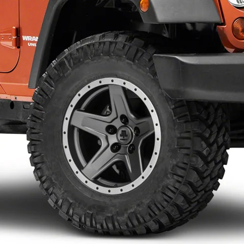 Mammoth Boulder Simulated Beadlock Style Charcoal Wheel; 17×9; -6mm Offset (07-18 Jeep Wrangler JK)