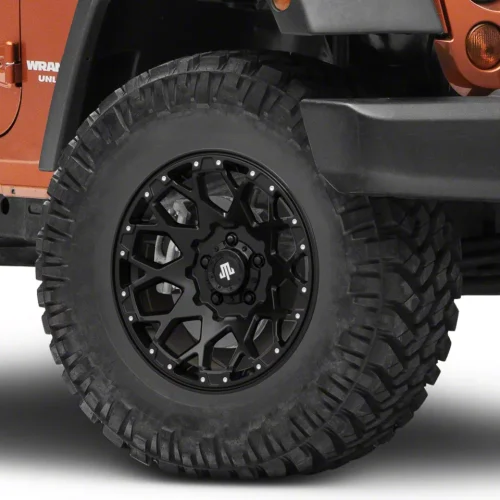 Mammoth Vex Satin Black Machined Wheel; 17×9; -6mm Offset (07-18 Jeep Wrangler JK)