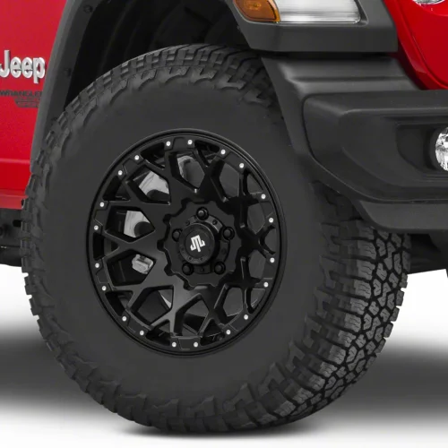 Mammoth Vex Satin Black Machined Wheel; 17×9; -6mm Offset (18-26 Jeep Wrangler JL)